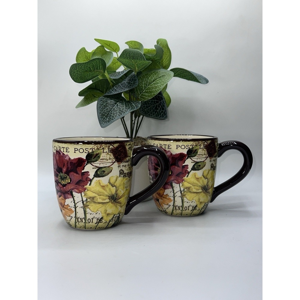 Pier 1 Imports Le Fleur Poppies Mug Set Of ((2))!!!